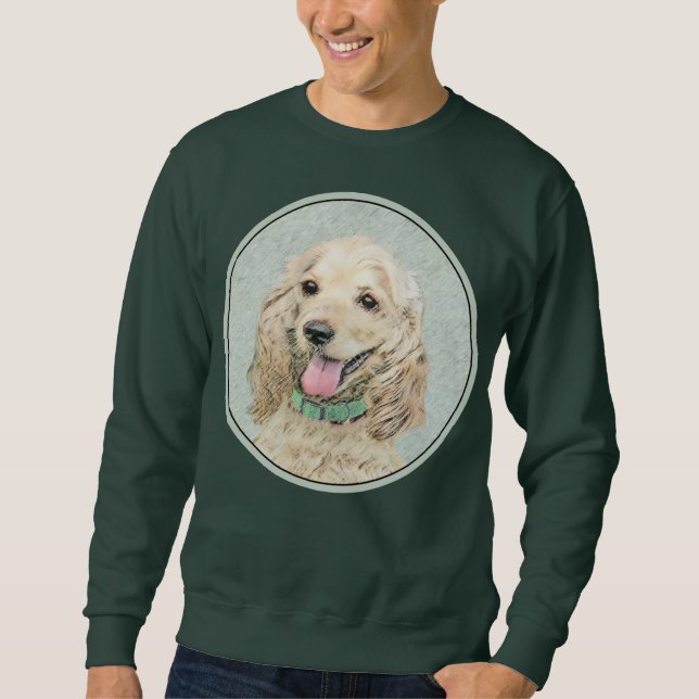 Cocker Spain Buff Painting - Original Hund Art Lång Ärmad Tröja (Framsida)