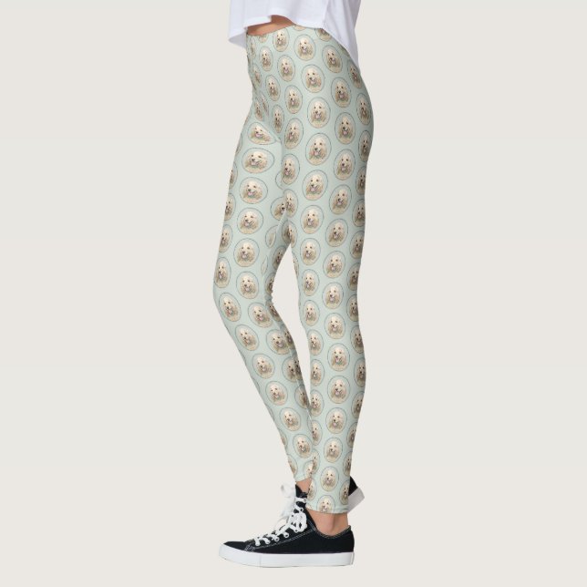 Cocker Spain Buff Painting - Original Hund Art Leggings (Vänster)