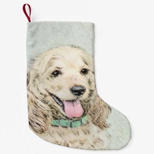 Cocker Spain Buff Painting - Original Hund Art Liten Julstrumpa