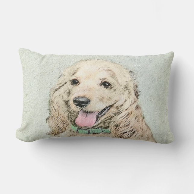 Cocker Spain Buff Painting - Original Hund Art Lumbarkudde (Framsida)