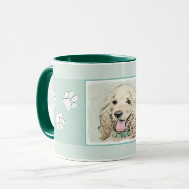 Cocker Spain Buff Painting - Original Hund Art Mugg (Framsida vänster)