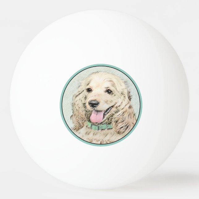 Cocker Spain Buff Painting - Original Hund Art Pingisboll (Framsidan)