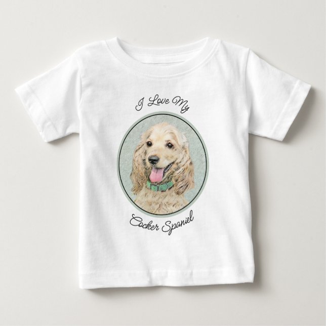 Cocker Spain Buff Painting - Original Hund Art T Shirt (Framsida)