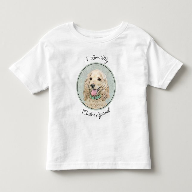 Cocker Spain Buff Painting - Original Hund Art T Shirt (Framsida)