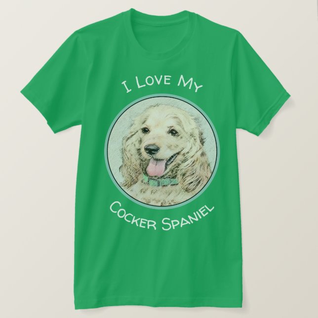Cocker Spain Buff Painting - Original Hund Art T Shirt (Design framsida)