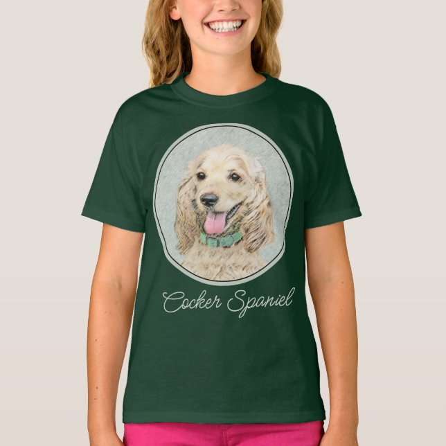 Cocker Spain Buff Painting - Original Hund Art T- T Shirt (Framsida)