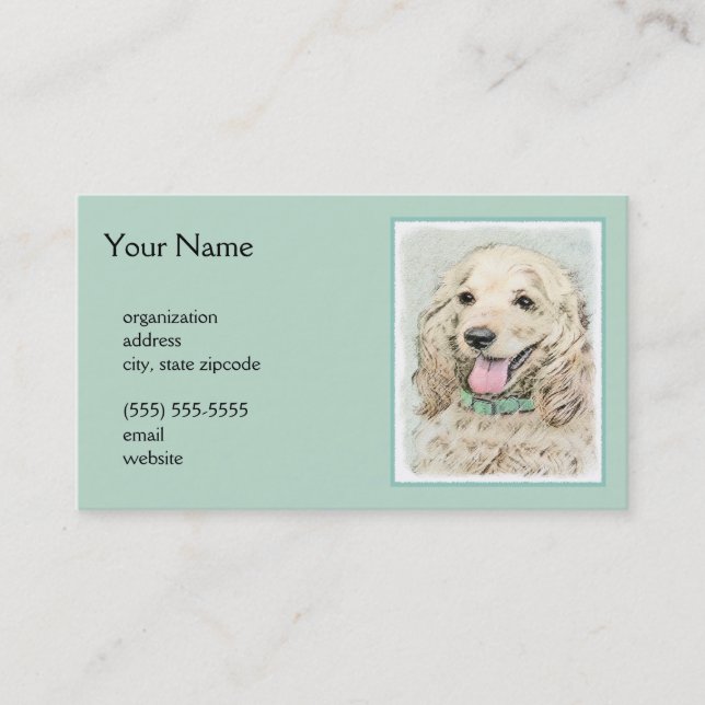 Cocker Spain Buff Painting - Original Hund Art Visitkort (Framsida)