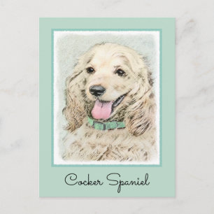 Cocker Spain Buff Painting - Original Hund Art Vykort