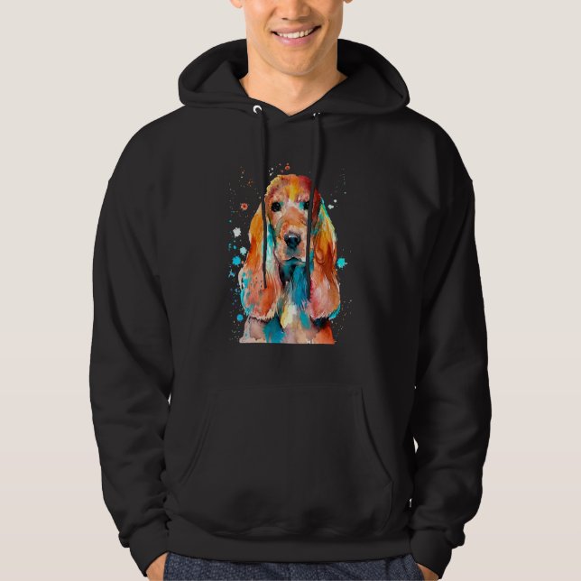 Cocker Spain Cockerspaniel Watercolor Graphic De Hoodie (Framsida)
