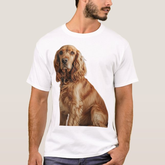 Cocker Spain Golden Porträtt T Shirt (Framsida)