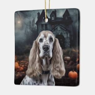 Cocker Spain Halloween Scary Julgransprydnad Keramik