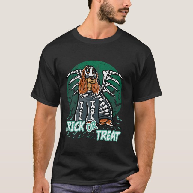 Cocker Spain Happy halloween Costume Skeleton Lo T Shirt (Framsida)
