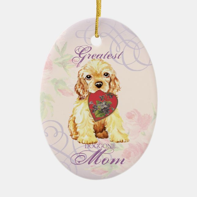 Cocker Spain Heart Mamma Ceramic Ornament (Framsidan)