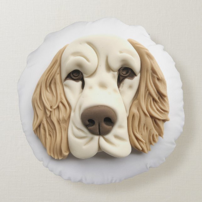 Cocker Spain Hund 3D Inspired Rund Kudde (Baksidan)