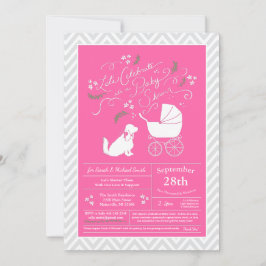 Cocker Spain Hund Baby Shower Girl Rosa Inbjudningar