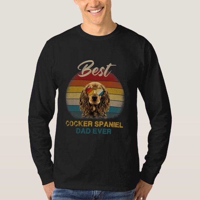 Cocker Spain Hund Best Pappa, Far Day Retro T Shirt (Framsida)
