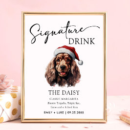 Cocker Spain Hund Bröllop Namnteckning Drink-tecke Poster