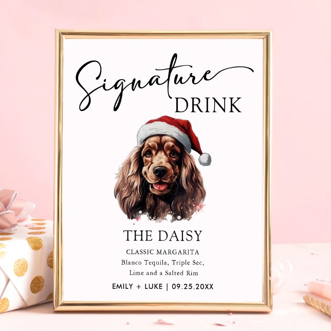 Cocker Spain Hund Bröllop Namnteckning Drink-tecke Poster (Skapare uppladdad)