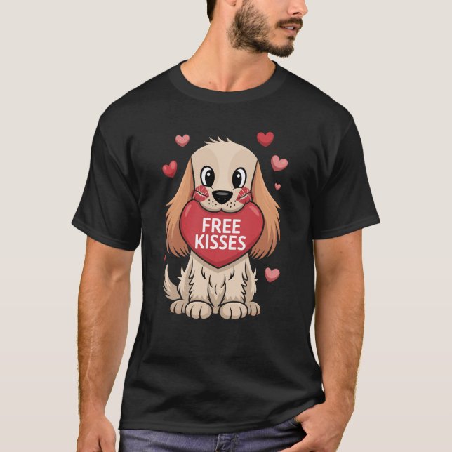 Cocker Spain Hund Free Kisses T Shirt (Framsida)
