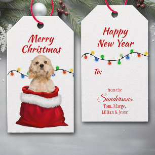 Cocker Spain Hund i Santa Bag Presentetikett