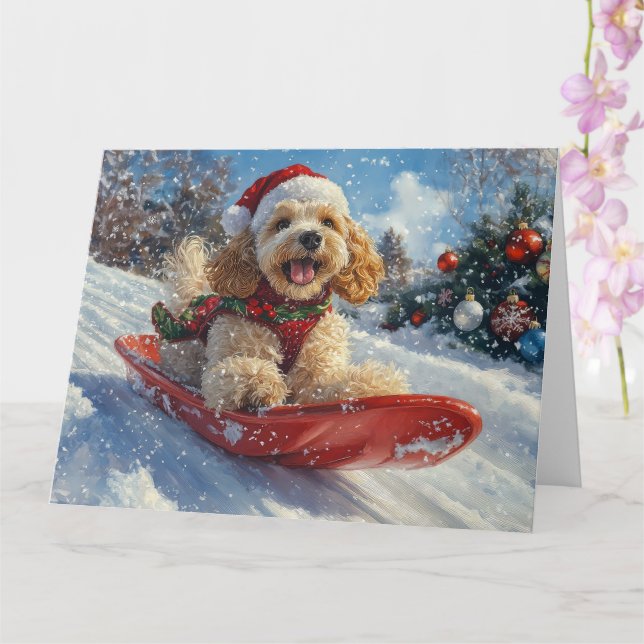 Cocker Spain Hund i Sledge Låt det snöa jul Kort (Orkide)