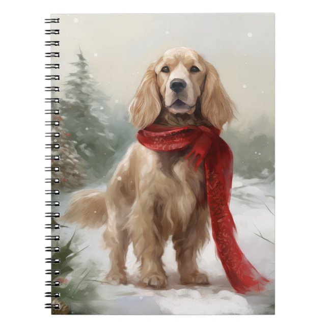 Cocker Spain Hund i Snö jul Anteckningsbok (Framsidan)