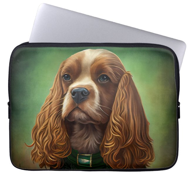 Cocker Spain Hund i St. Patrick Dress Laptop Fodral (Framsidan)