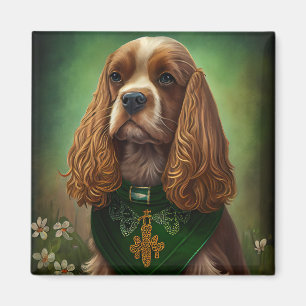Cocker Spain Hund i St. Patrick Dress Magnet