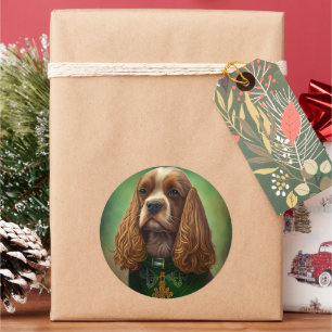 Cocker Spain Hund i St. Patrick Dress Runt Klistermärke