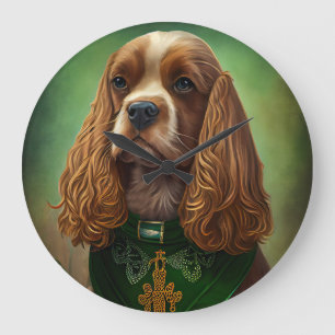 Cocker Spain Hund i St. Patrick Dress Stor Klocka