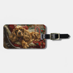Cocker Spain Hund jul Festive Bagagebricka