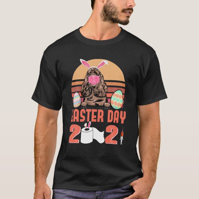 Cocker Spain Hund Mask Bunny Egg Påsk Day T Shirt (Framsida)