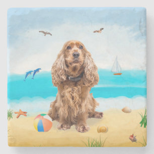 Cocker Spain Hund on Beach Stenunderlägg