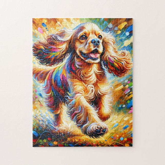 Cocker Spain Hund Porträtt Acrylic Art Print Pussel (Vertikal)