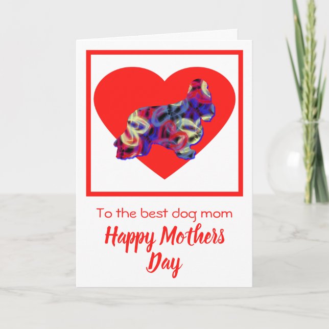 Cocker Spain Hund Red Heart Mor's Day Card Tack Kort (Framsida)