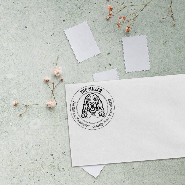 Cocker Spain Hund Returadress Family Stämpel (Skapare uppladdad)