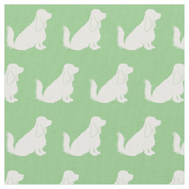 Cocker Spain Hund Silhouette Pet Sage Grönt Tyg (Närbild)