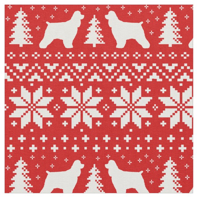 Cocker Spain Hund Silhouettes jul Helgdag Tyg (Närbild)