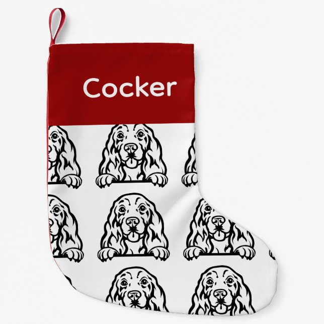 Cocker Spain hund socks Customized hund Socks - Pu Liten Julstrumpa (Framsidan)