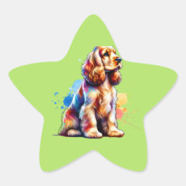 Cocker Spain Hund Stjärnformat Klistermärke