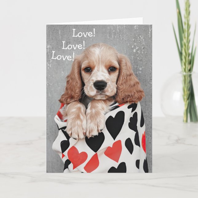 Cocker Spain hund Valentine Card Tack Kort (Framsida)