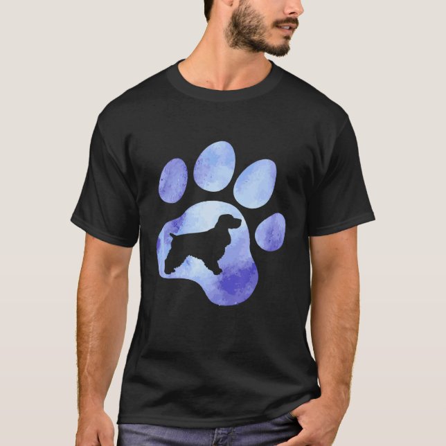 Cocker Spain Hund Watercolor Animal T Shirt (Framsida)