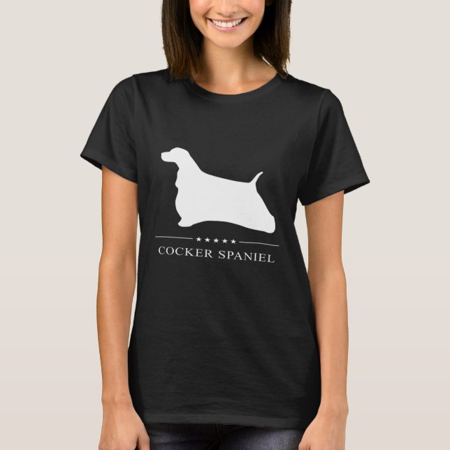 Cocker Spain Hund White Silhouette T Shirt (Framsida)