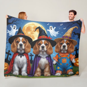 Cocker Spain Hundar Pumpkin Halloween Funny Fleecefilt