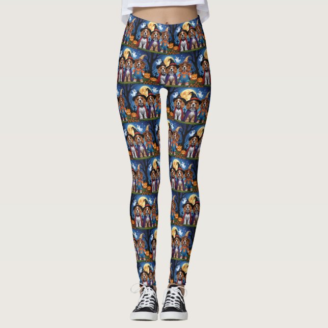 Cocker Spain Hundar Pumpkin Halloween Funny Leggings (Framsida)