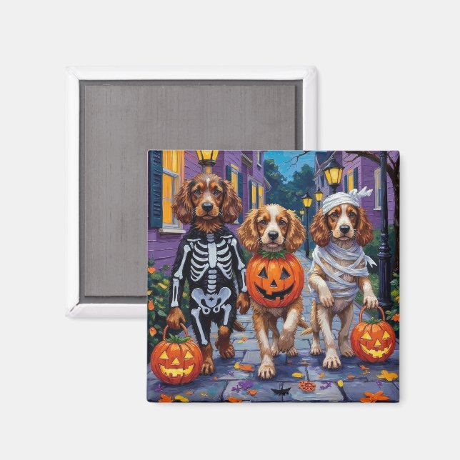 Cocker Spain Hundar Trick-or-Treating in Halloween Magnet (Front/Back)