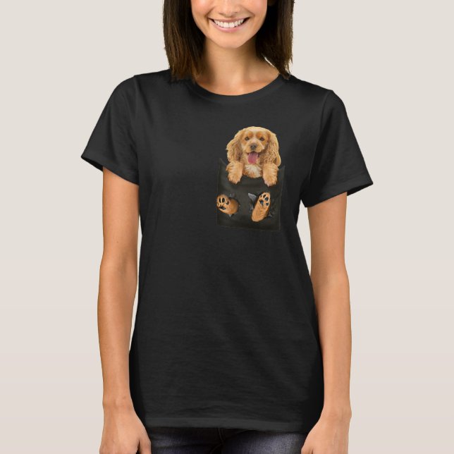 Cocker Spain i Pocket Puppy Hund T-Shirt-presenter T Shirt (Framsida)