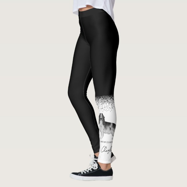 Cocker Spain in Black and White & Anpassningsbar T Leggings (Vänster)
