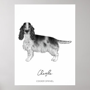 Cocker Spain in Black and White & Anpassningsbar T Poster