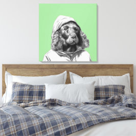 Cocker Spain in Rain Jackar (Moegi) Canvastryck